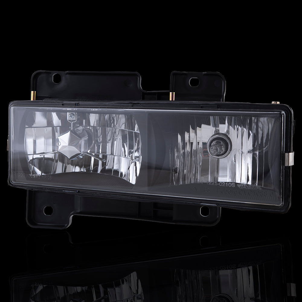 Brock Aftermarket Replacement Front Driver Left Passenger Right 8 Piece Composite Type Performance Light Set Black Bezel Compatible with 1994-2002 Chevy C/K Pickup