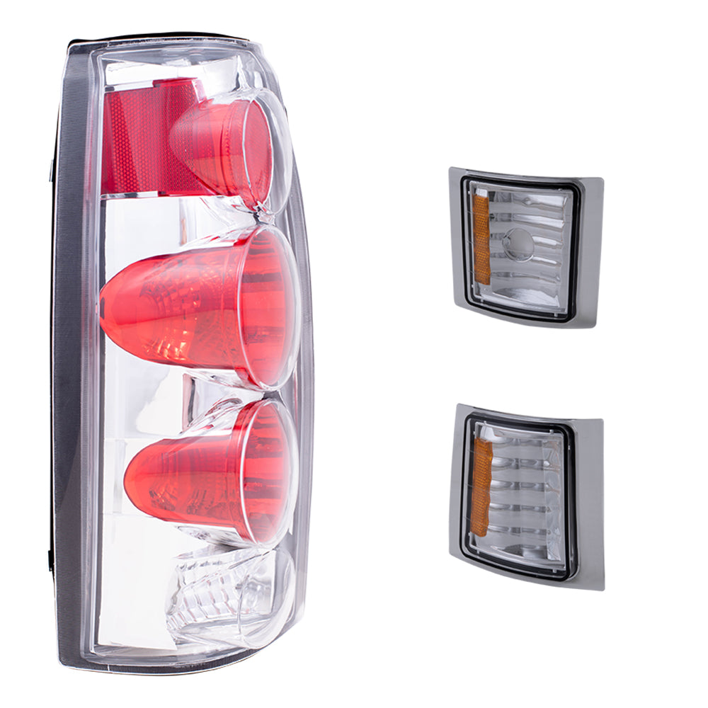 Brock Aftermarket Replacement Front Driver Left Passenger Right 10 Piece Composite Type Performance Light Set Chrome Bezel Compatible with 1994-2002 Chevy C/K Pickup