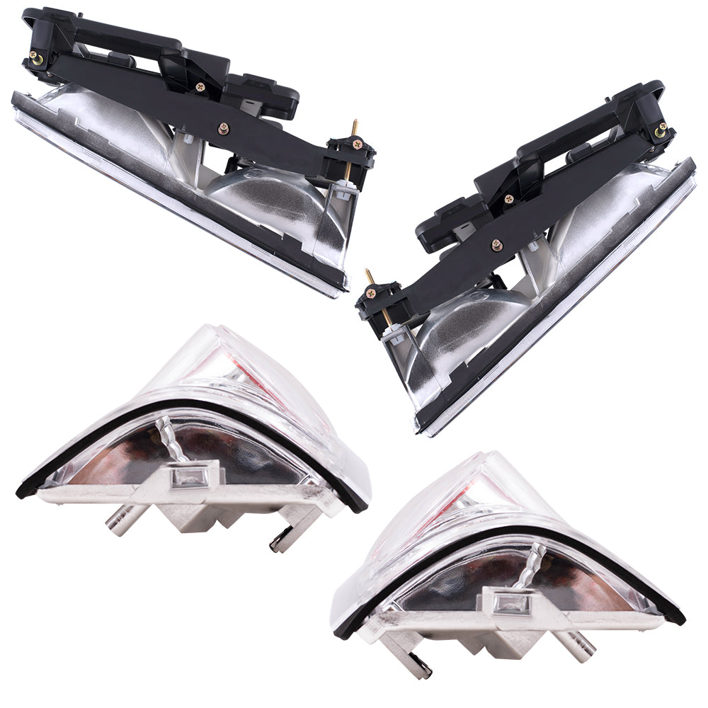 Brock Aftermarket Replacement Front Driver Left Passenger Right 10 Piece Composite Type Performance Light Set Black Bezel Compatible with 1994-2002 GMC C/K Pickup