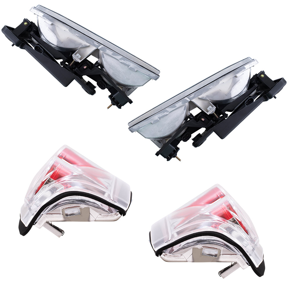 Brock Aftermarket Replacement Front Driver Left Passenger Right 10 Piece Composite Type Performance Light Set Chrome Bezel Compatible with 1994-2002 GMC C/K Pickup