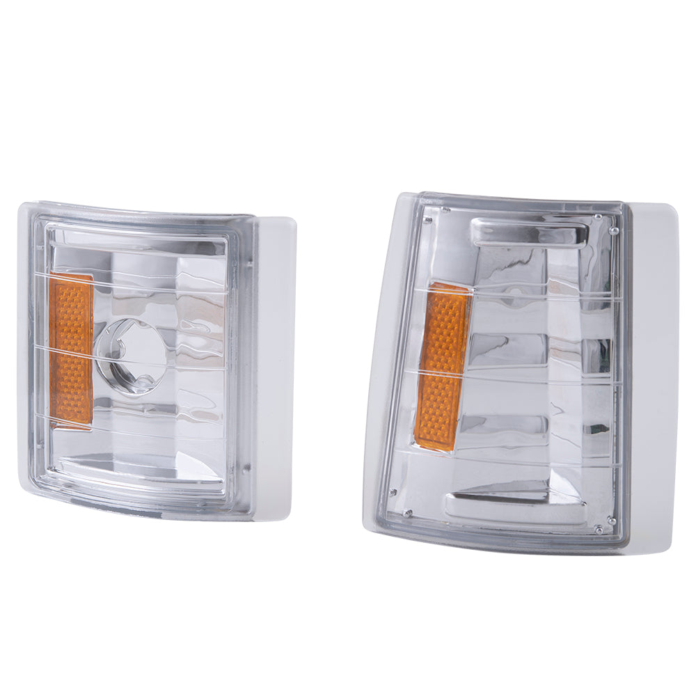 Brock Aftermarket Replacement Front Driver Left Passenger Right 10 Piece Composite Type Performance Light Set Chrome Bezel Compatible with 1994-2002 GMC C/K Pickup