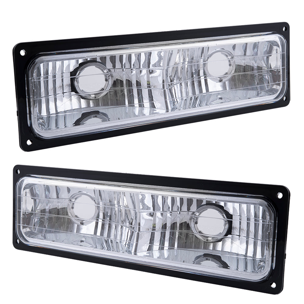 Brock Aftermarket Replacement Front Driver Left Passenger Right 10 Piece Composite Type Performance Light Set Chrome Bezel Compatible with 1994-2002 GMC C/K Pickup
