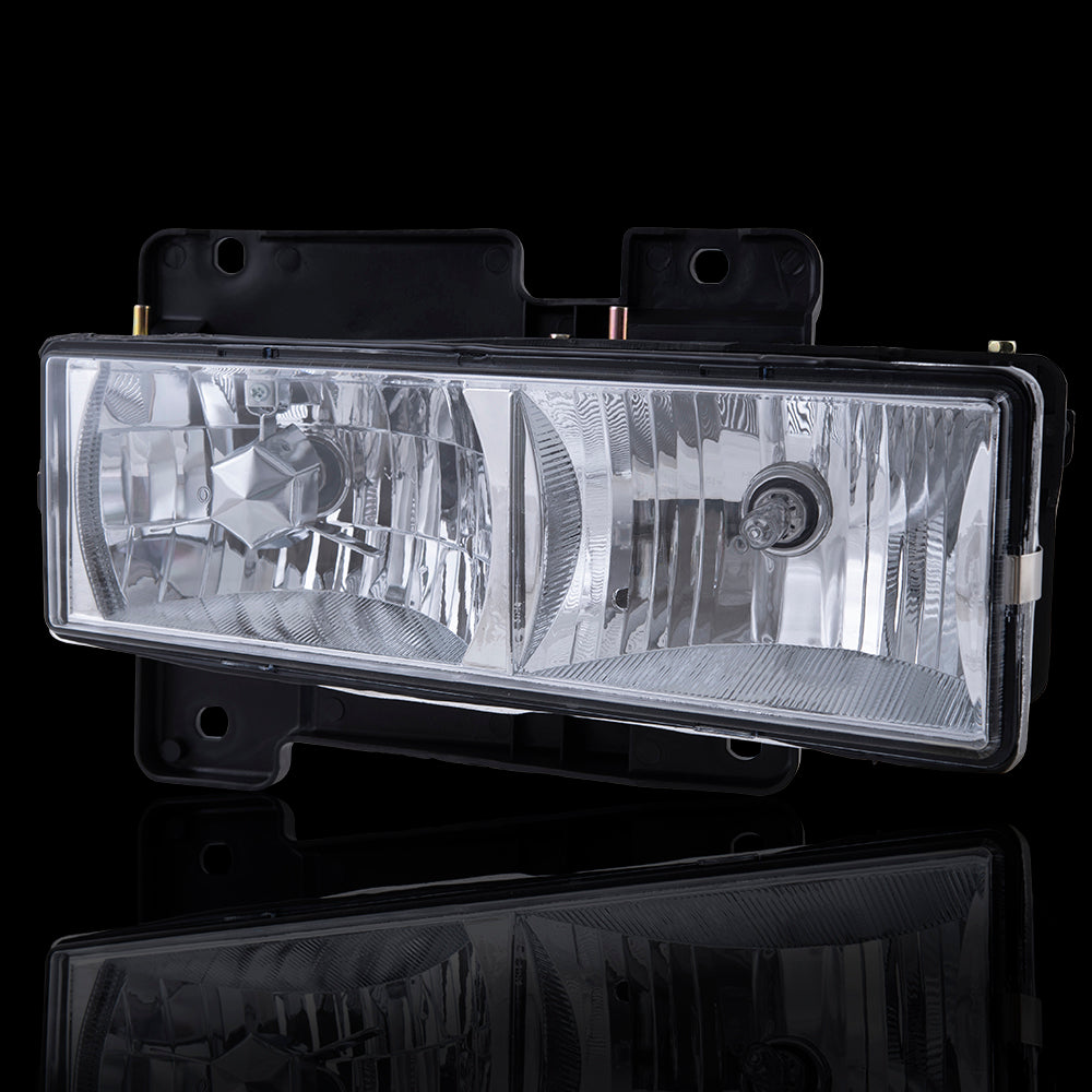 Brock Aftermarket Replacement Front Driver Left Passenger Right 8 Piece Composite Type Performance Light Set Chrome Bezel Compatible with 1994-2002 GMC C/K Pickup