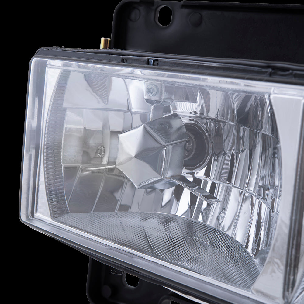 Brock Aftermarket Replacement Front Driver Left Passenger Right 8 Piece Composite Type Performance Light Set Chrome Bezel Compatible with 1994-2002 GMC C/K Pickup