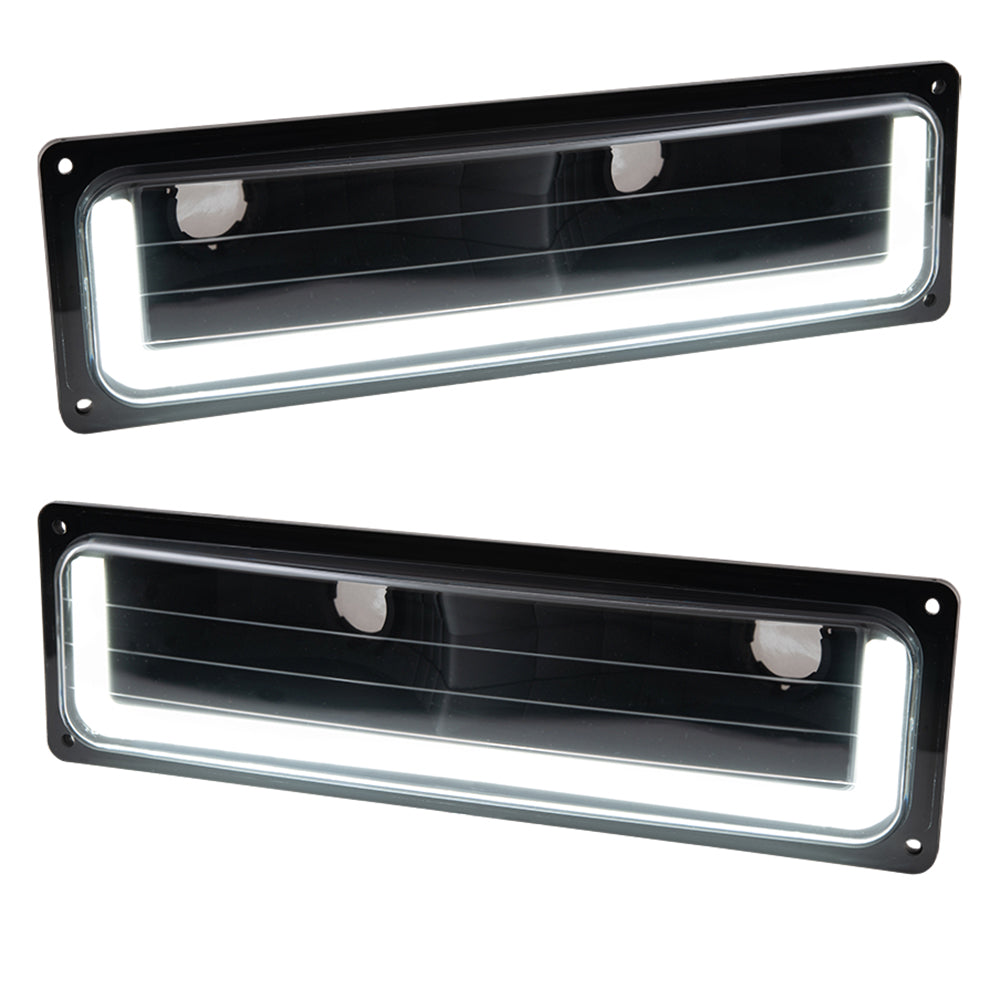 Brock Aftermarket Replacement Front Driver Left Passenger Right 10 Piece Composite Type Performance Light Set Black Bezel With LED DRL Compatible with 1988-1993 Chevy C/K Pickup