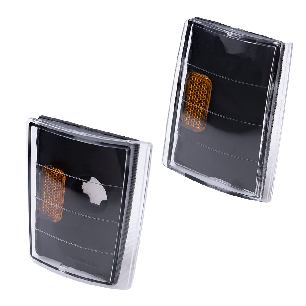 Brock Aftermarket Replacement Front Driver Left Passenger Right 10 Piece Composite Type Performance Light Set Black Bezel With LED DRL Compatible with 1988-1993 Chevy C/K Pickup