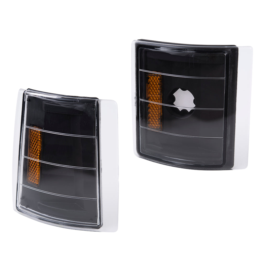 Brock Aftermarket Replacement Front Driver Left Passenger Right 10 Piece Composite Type Performance Light Set Black Bezel With LED DRL Compatible with 1994-2002 GMC C/K Pickup