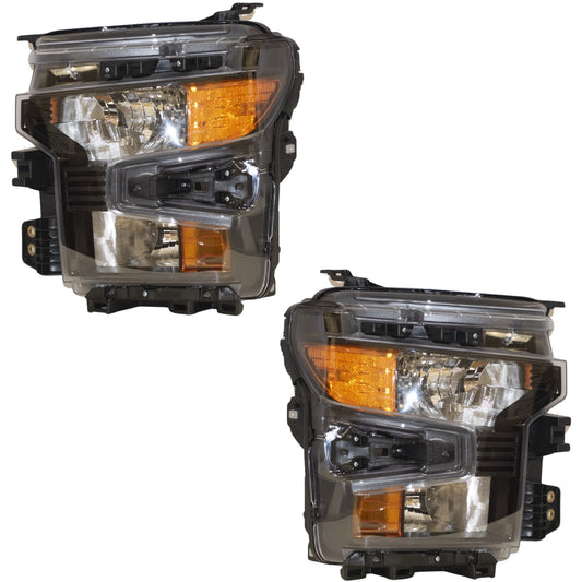 Halogen Combination Headlight Assembly 2 Piece Set Driver Side Left Passenger Side Right For 2022-2026 Chevrolet Silverado 1500