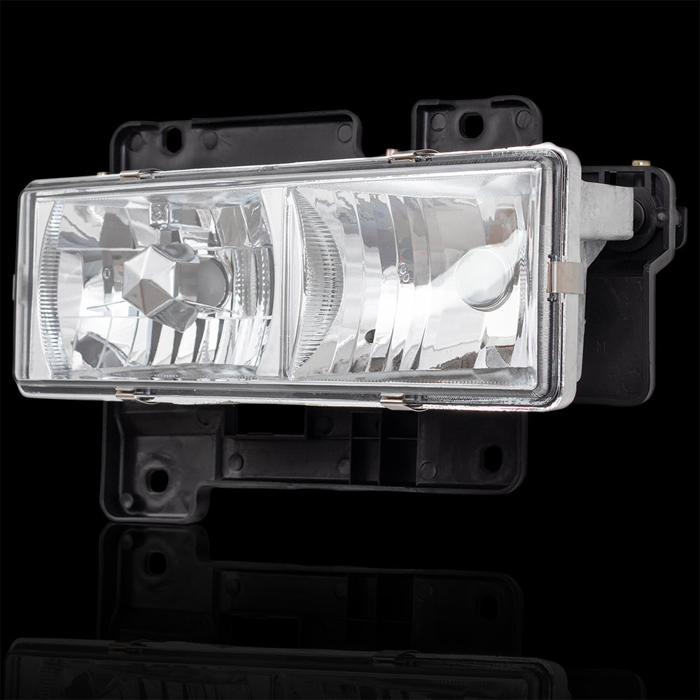 Brock Replacement Performance Set Composite Headlamps with Crystal Clear Lens Compatible with 88-99 C1500 C2500 C3500 K1500 K2500 K3500 Pickup