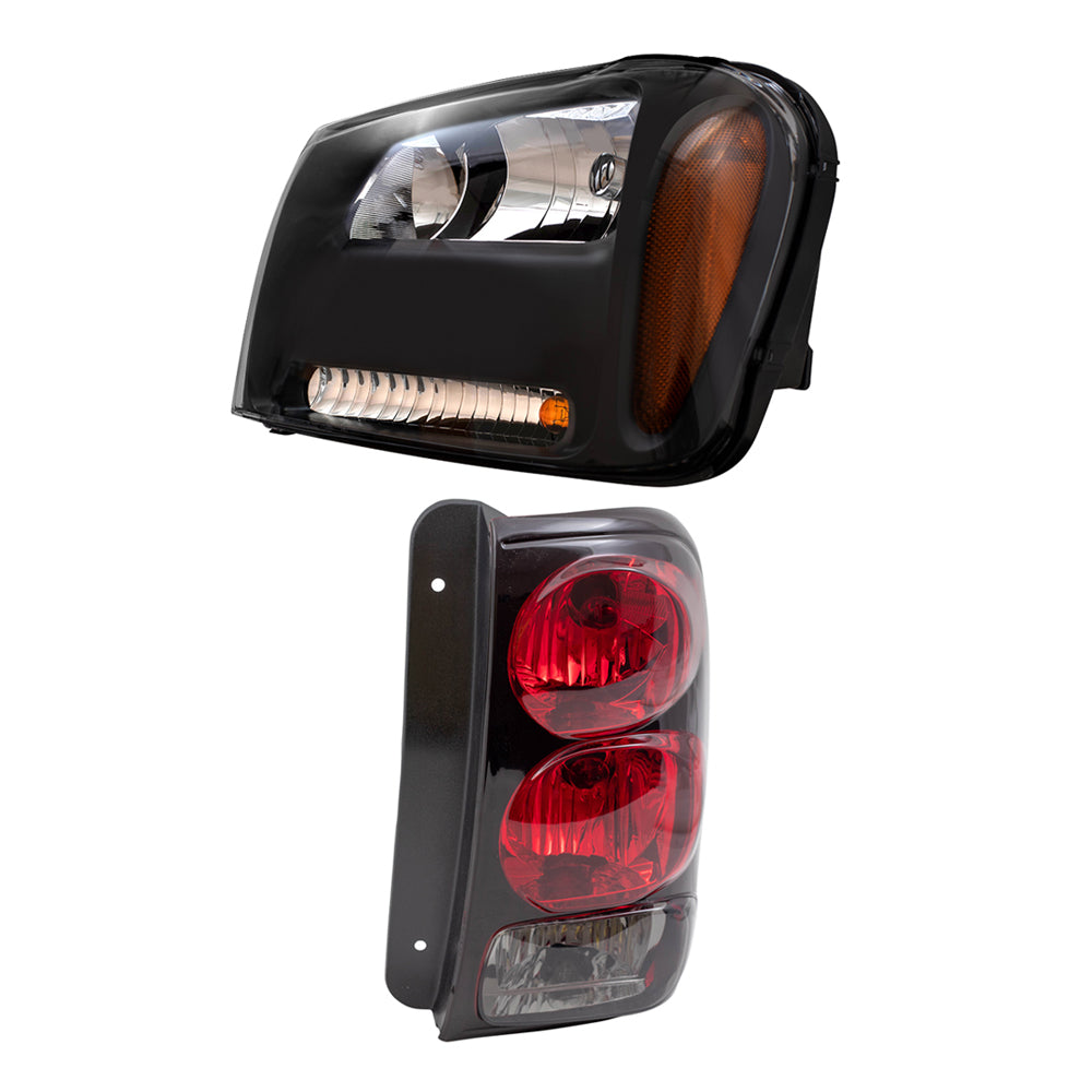 Brock Replacement Headlights and Tail Lights Compatible with 2006-2009 Trailblazer 2006 Trailblazer EXT
