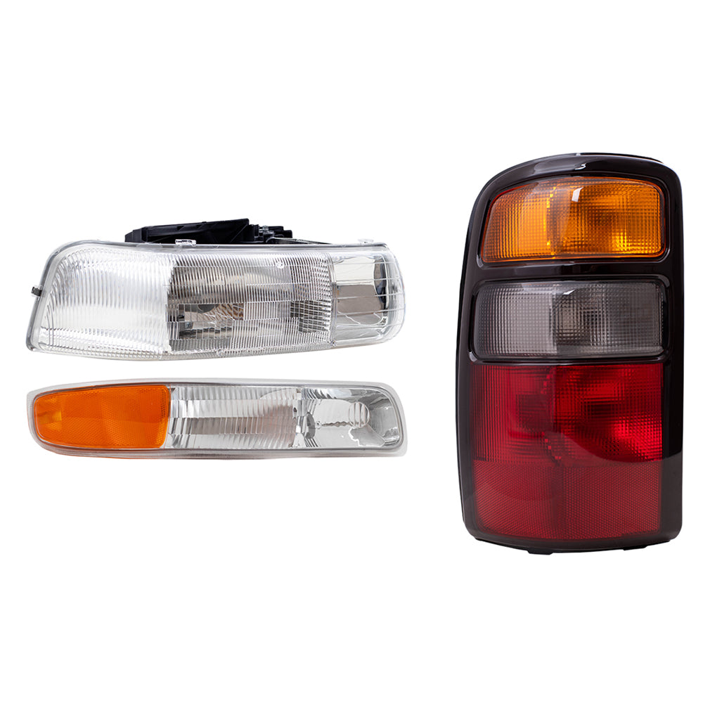 Brock Headlights Set fits 04-06 Tahoe Suburban 6 Pc Set w/ Taillights & Signal Lights