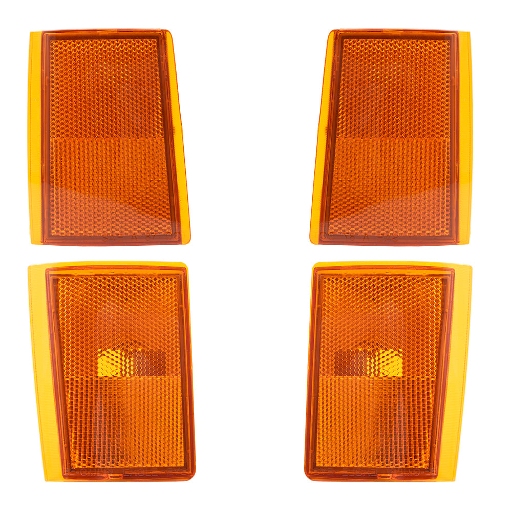 1988-1993 Chevrolet C/K Pickup Without Single Sealed Beam Headlights Side Marker Light Units 4 Piece Set Upper=Lower LH+RH LH Without Single Sealed Beam Headlights 1992-1993 Chevrolet Blazer 1992-1993 Chevrolet Suburban