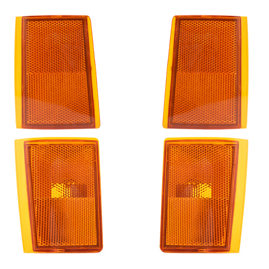 1988-1993 Chevrolet C/K Pickup Without Single Sealed Beam Headlights Side Marker Light Units 4 Piece Set Upper=Lower LH+RH LH Without Single Sealed Beam Headlights 1992-1993 Chevrolet Blazer 1992-1993 Chevrolet Suburban