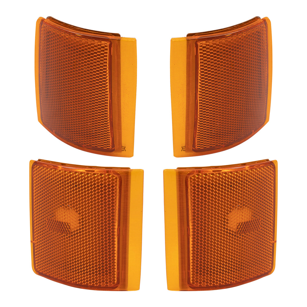 Brock Aftermarket Replacement Driver Left Passenger Right Upper and Lower Side Marker Light Unit 4 Piece Set Compatible with 1994-2002 GMC C/K Pickup