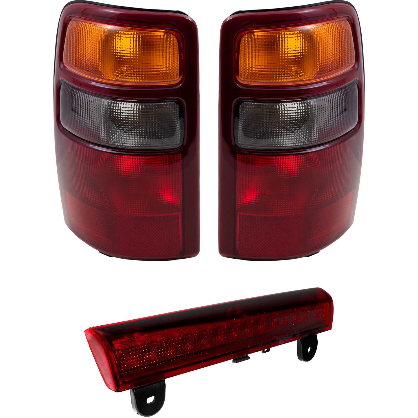 Brock Replacement 3 Piece Set of Taillights with 3rd Brake Light Compatible with SUV with Liftgate 15170955 15198449 15224278