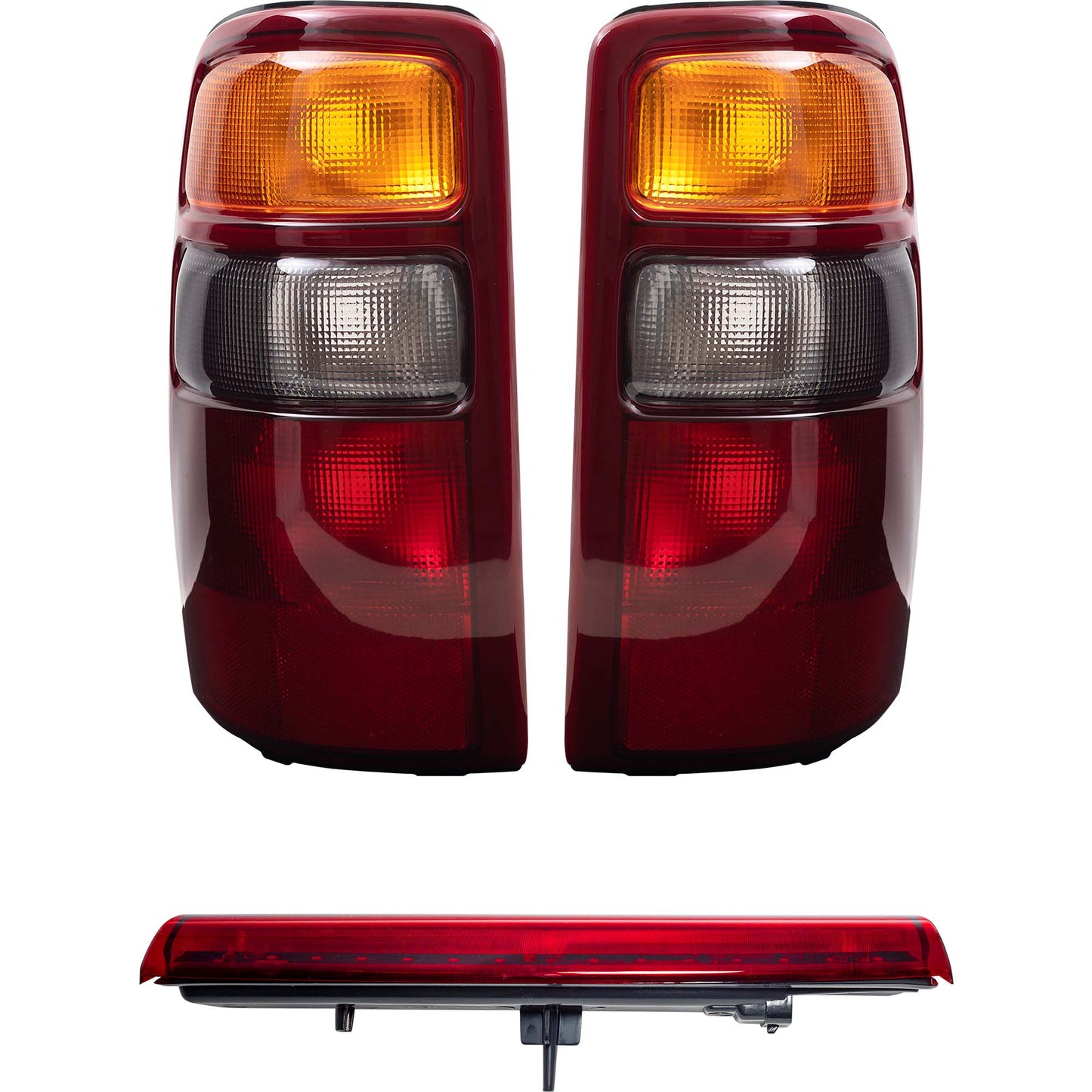 Brock Replacement 3 Piece Set of Taillights with 3rd Brake Light Compatible with SUV with Liftgate 15170955 15198449 15224278