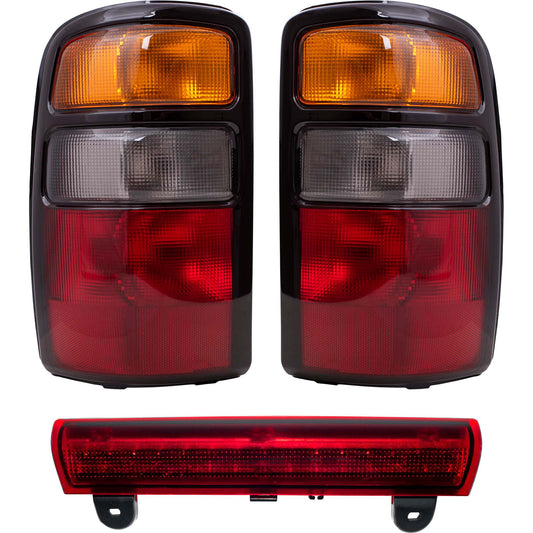 Brock Replacement Driver and Passenger Set Tail Lights & 3rd Brake Center High Mount Stop Light Compatible with 2004-2006 Tahoe Yukon & Yukon XL Suburban w/ Liftgate