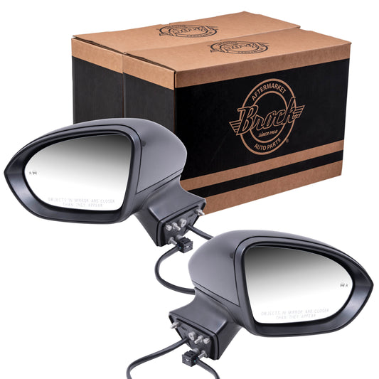 Power Door Mirror Set Paint To Match Black With Heat-Blind Spot Detection Without Signal Driver Left Passenger Right For 2016-2019 Chevrolet Cruze