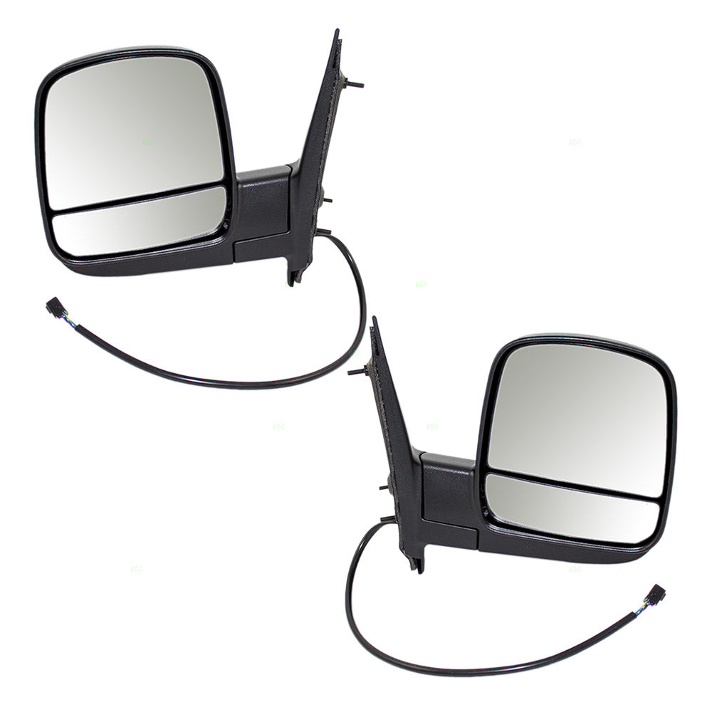 Brock Aftermarket Replacement Driver Left Passenger Right Power Mirror Textured Black With Heat-Dual Glass Without Signal Set Compatible With 2008-2022 Chevy Express