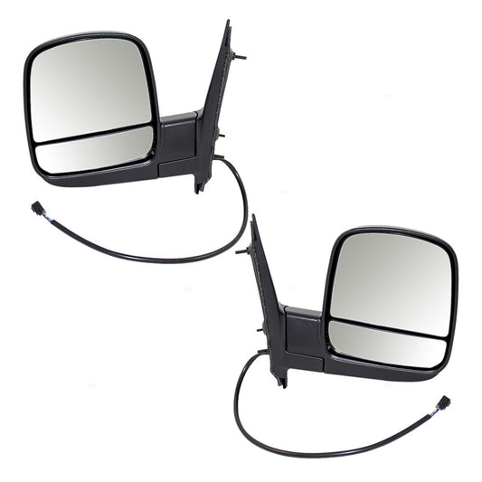 Brock Aftermarket Replacement Driver Left Passenger Right Power Mirror Textured Black With Heat-Dual Glass Without Signal Set Compatible With 2008-2022 Chevy Express