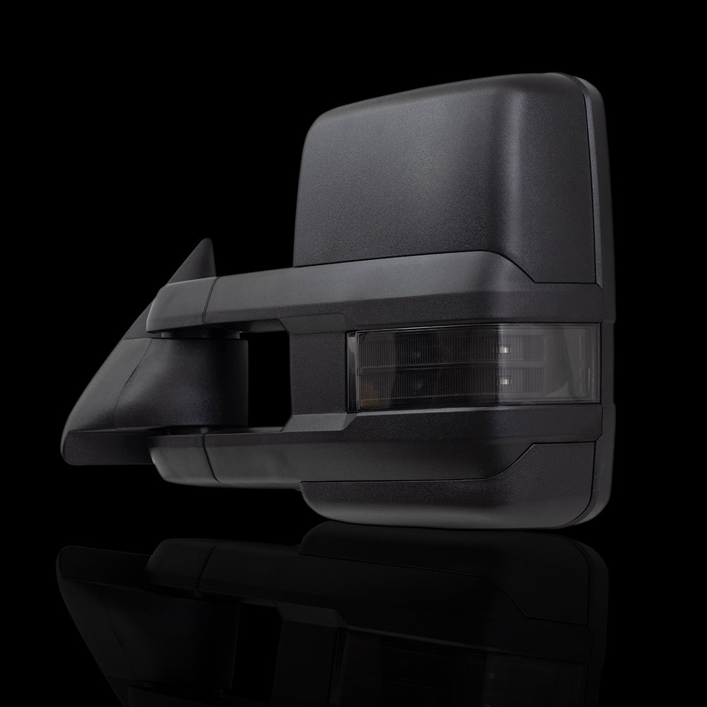Brock Replacement Performance Tow Mirrors Power Heated Telescopic Arms Smoke External Signal Compatible with 1999-2002 Silverado Sierra Pickup Truck