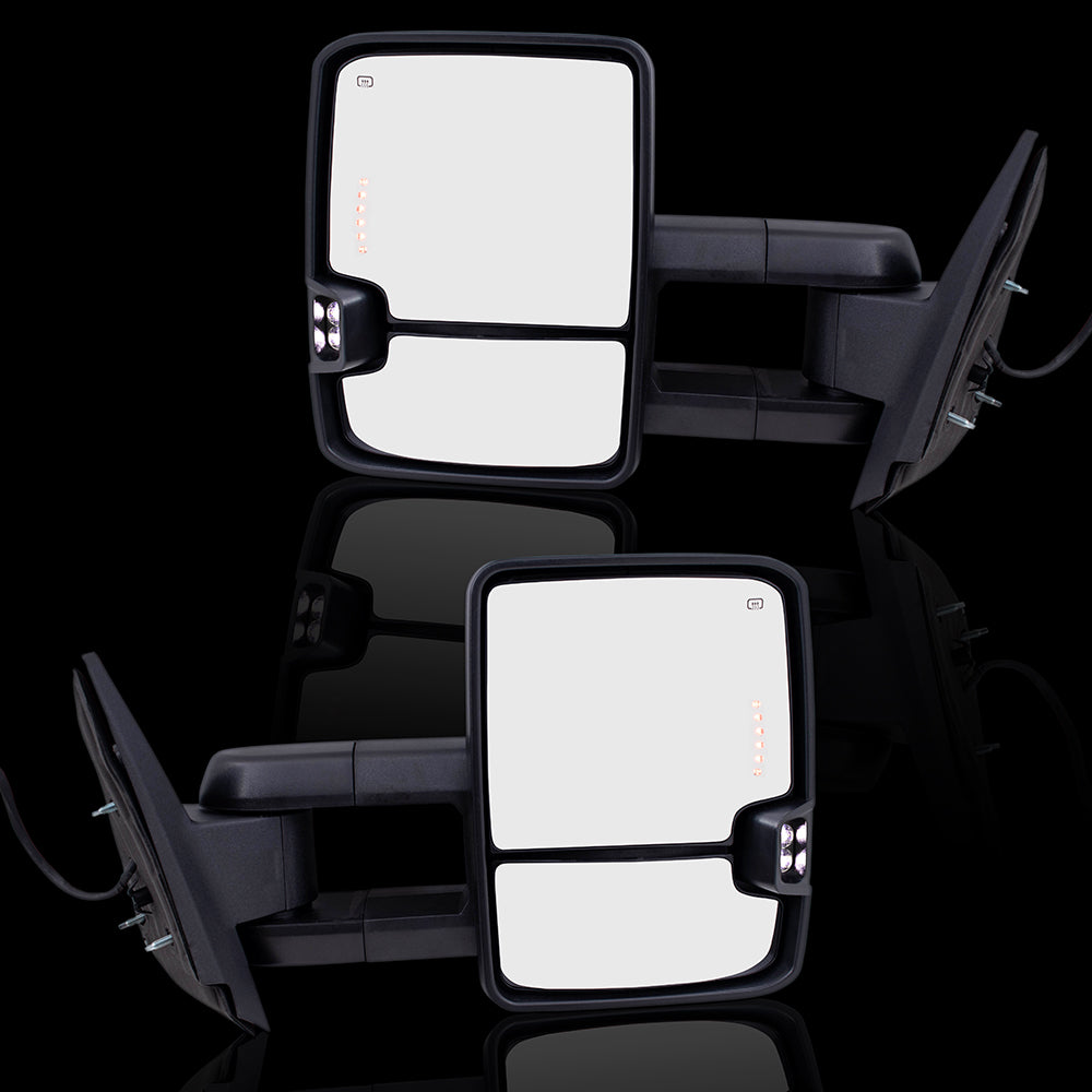 Brock Replacement Performance Upgrade Towing Mirrors Power Heated Telescopic Arms Chrome Cap Compatible with 2003-2006 Silverado Sierra Avalanche Pickup