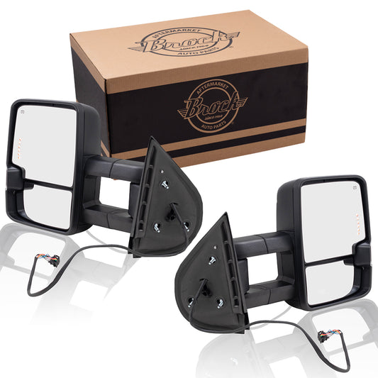 Performance Tow Mirror Set fits 07-14 GM Pickup SUV Heated Power Signal in Glass