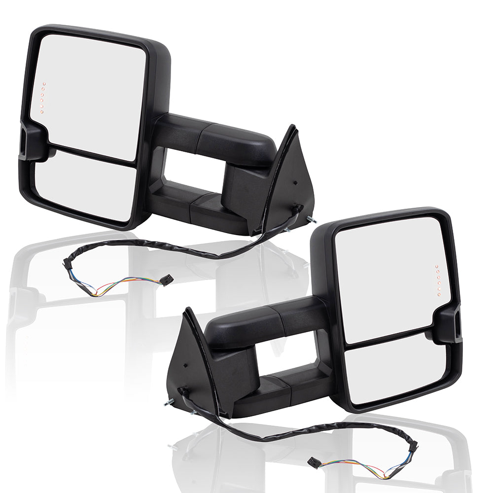 Brock Replacement Performance Tow Mirrors Power Upgrade Signal in Glass Clearance Lamp Compatible with 1988-2000 C/K Old Body Style Pickup Truck