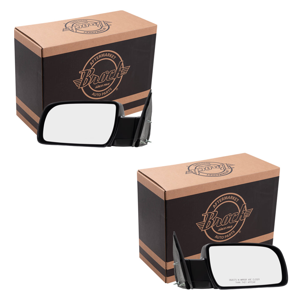 Brock Set Manual Side Door Mirrors w/ Metal Bases Compatible with 15764759 15764760