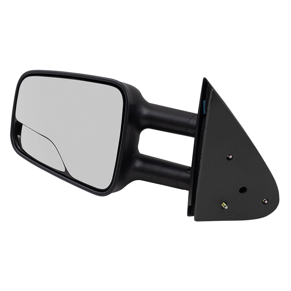 Brock Replacement Driver Manual Telescopic Tow Mirror with Spotter Glass Compatible with 1999-2007 Silverado Sierra Pickup Truck