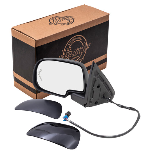 Brock Aftermarket Replacement Driver Left Power Mirror Paint to Match & Textured Black Cap with Heat-Signal on Glass-Puddle Light-Manual Folding Compatible with 2003-2006 Chevy Silverado