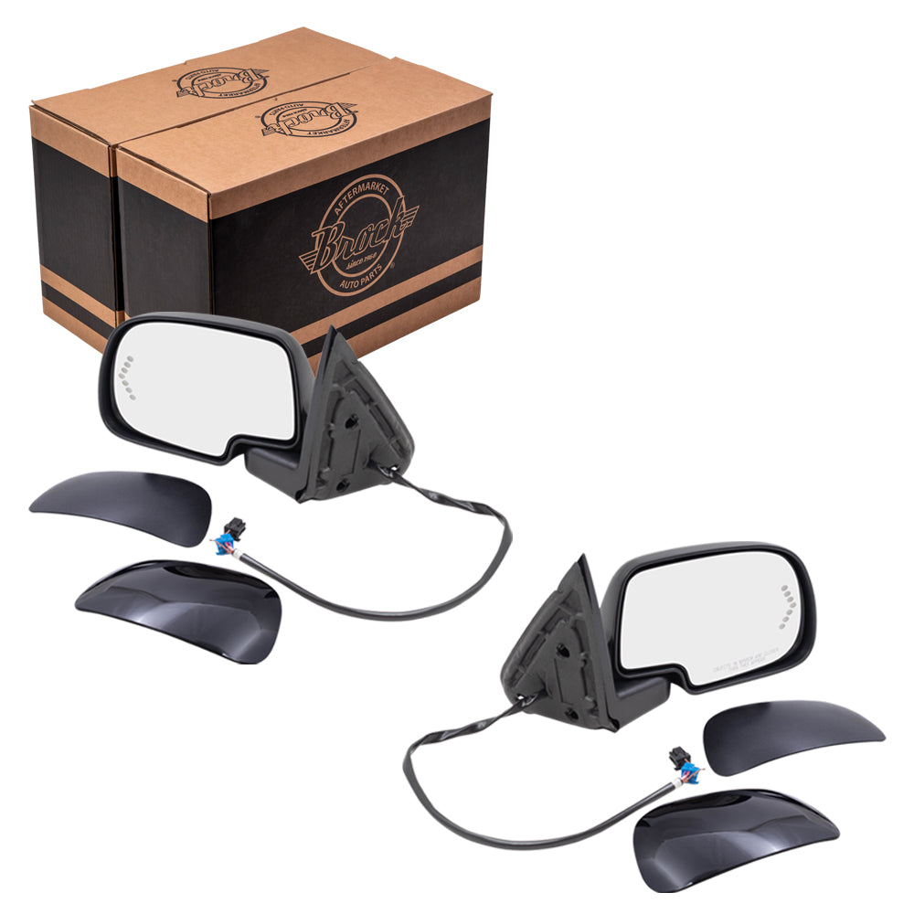 Brock Aftermarket Replacement Driver Left Passenger Right Power Mirror Set Paint to Match & Textured Black with Heat-Signal on Glass-Puddle Light-Manual Fold Compatible with 2003-2006 Chevy Silverado
