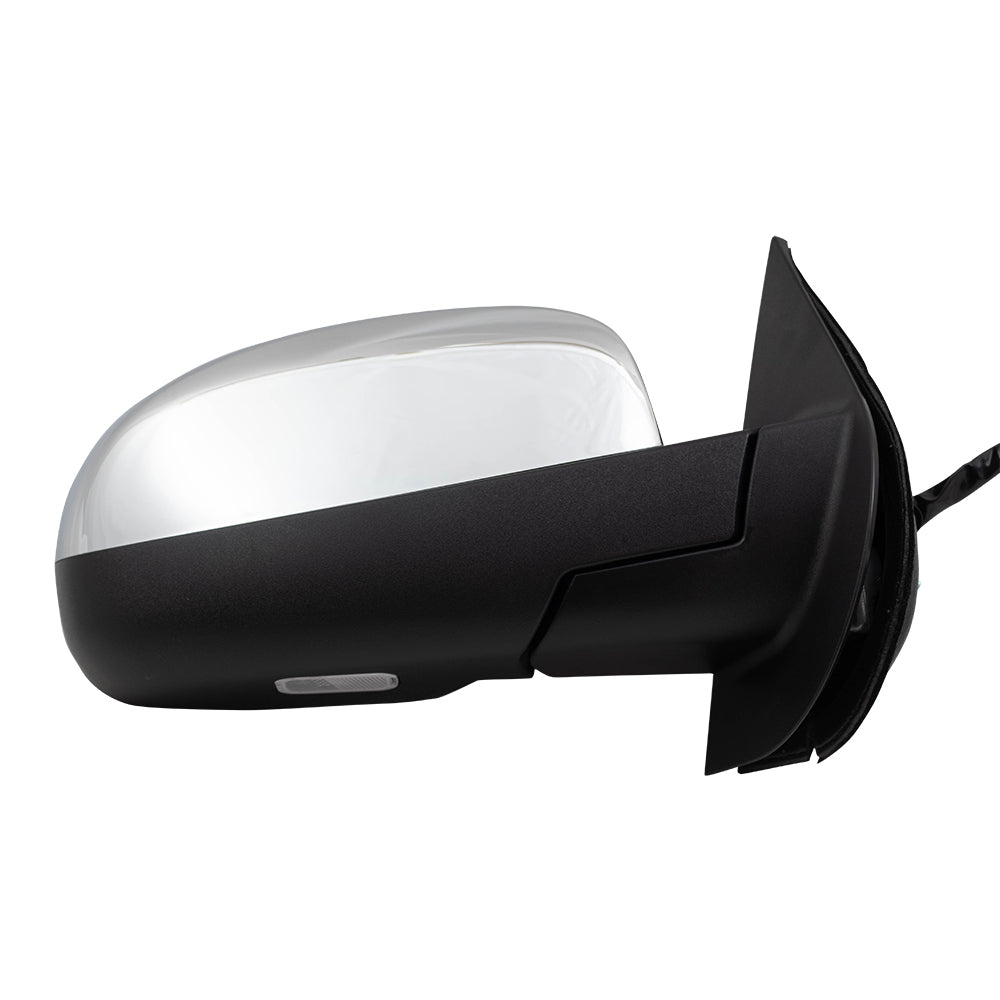 Replacement Set Driver and Passenger Power Door Mirrors Heated Chrome Cap Compatible with 2009-2013 Silverado Pickup Truck