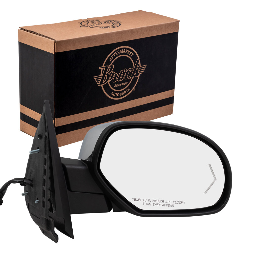 Replacement Passenger Power Door Mirror Heated Chrome Cap Compatible with 2009-2013 Silverado Pickup Truck 20756974