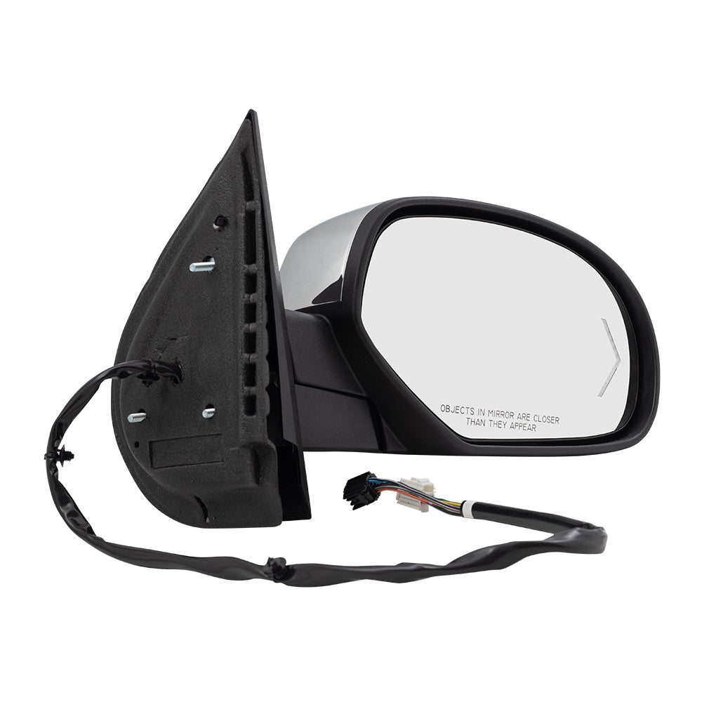 Replacement Passenger Power Door Mirror Heated Chrome Cap Compatible with 2009-2013 Silverado Pickup Truck 20756974