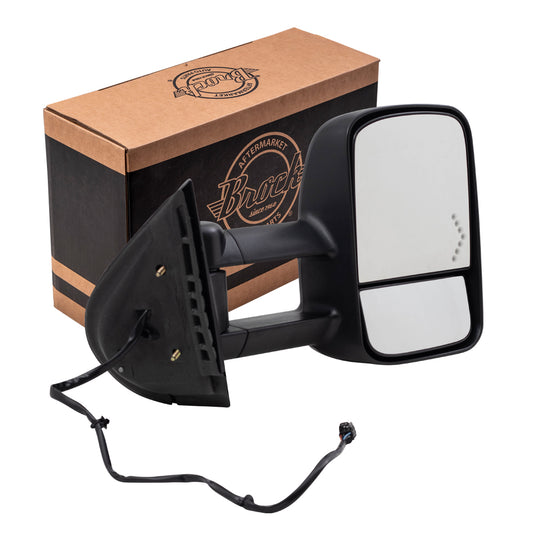 Brock Replacement Passenger Power Tow Telescopic Mirror Heated Signal on Glass Compatible with 2007-2014 Silverado Sierra Escalade Yukon Tahoe