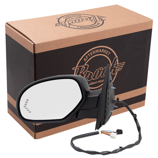 Power Door Mirror Power Folding-Smooth Black Cap-Heat-Signal On Glass-Memory-Puddle Light Without Blind Spot Detection-Auto Dimming Driver Left For 2007-2014 Silverado/Sierra 2007-2014 GM Full Size SUV 2007-2013 Avalanche/Escalade EXT