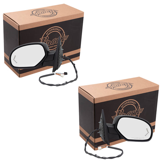 Power Door Mirror Power Folding-Smooth Black Cap-Heat-Signal On Glass-Memory-Puddle Light Without Blind Spot Detection-Auto Dimming Driver Left Passenger Right Set For 2007-2014 Silverado/Sierra 2007-2014 GM Full Size SUV 2007-2013 Avalanche/Escalade EXT