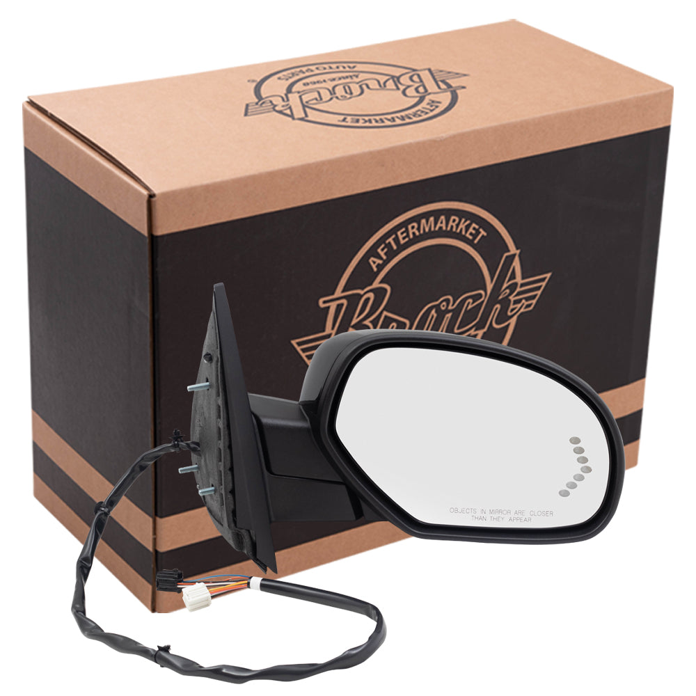 Power Door Mirror Power Folding-Smooth Black Cap-Heat-Signal On Glass-Memory-Puddle Light Without Blind Spot Detection-Auto Dimming Passenger Right For 2007-2014 Silverado/Sierra 2007-2014 GM Full Size SUV 2007-2013 Avalanche/Escalade EXT