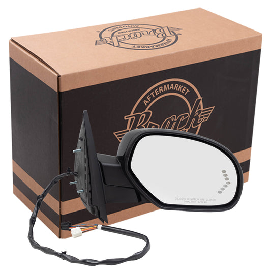 Power Door Mirror Power Folding-Smooth Black Cap-Heat-Signal On Glass-Memory-Puddle Light Without Blind Spot Detection-Auto Dimming Passenger Right For 2007-2014 Silverado/Sierra 2007-2014 GM Full Size SUV 2007-2013 Avalanche/Escalade EXT