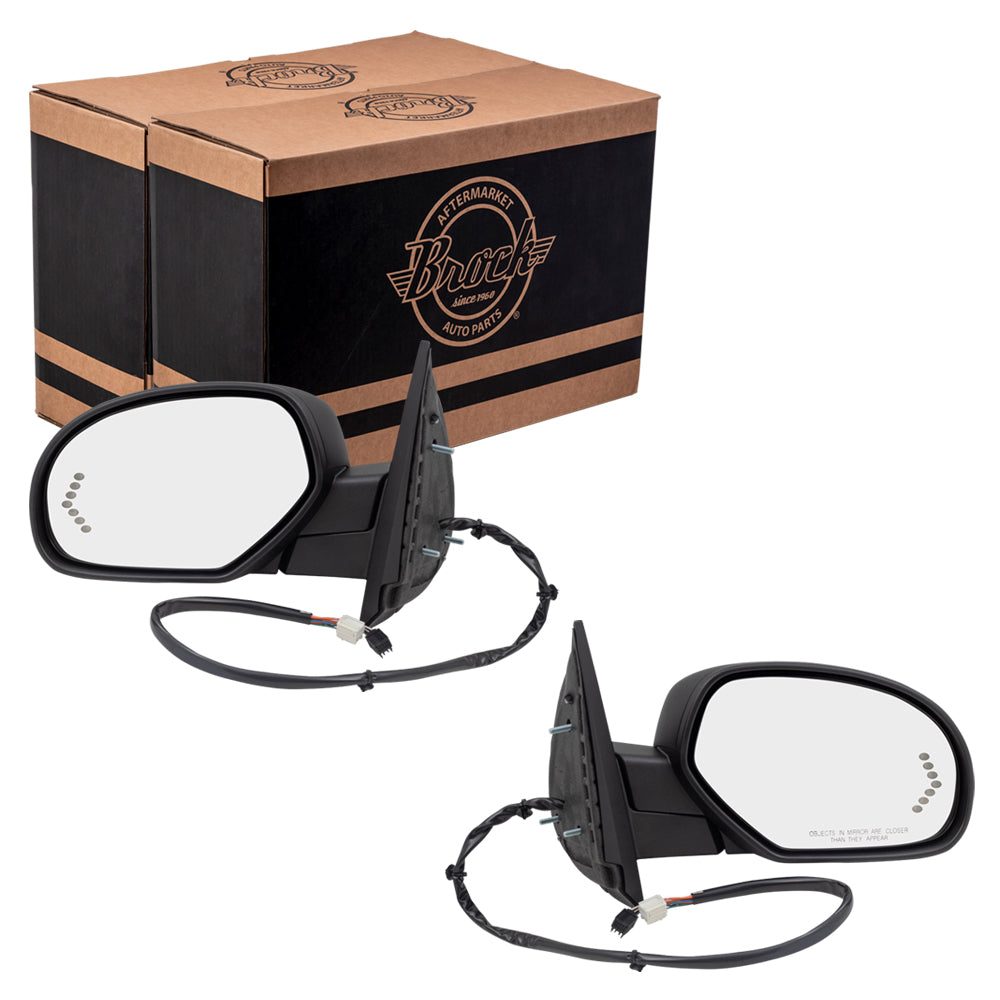 Replacement Set Driver and Passenger Power Side Door Mirrors Heated Memory Puddle Lamp Signal on Glass Compatible with 2007-2014 Silverado Pickup Truck