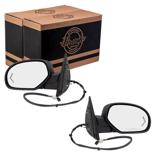 Replacement Set Driver and Passenger Power Side Door Mirrors Heated Memory Puddle Lamp Signal on Glass Compatible with 2007-2014 Silverado Pickup Truck