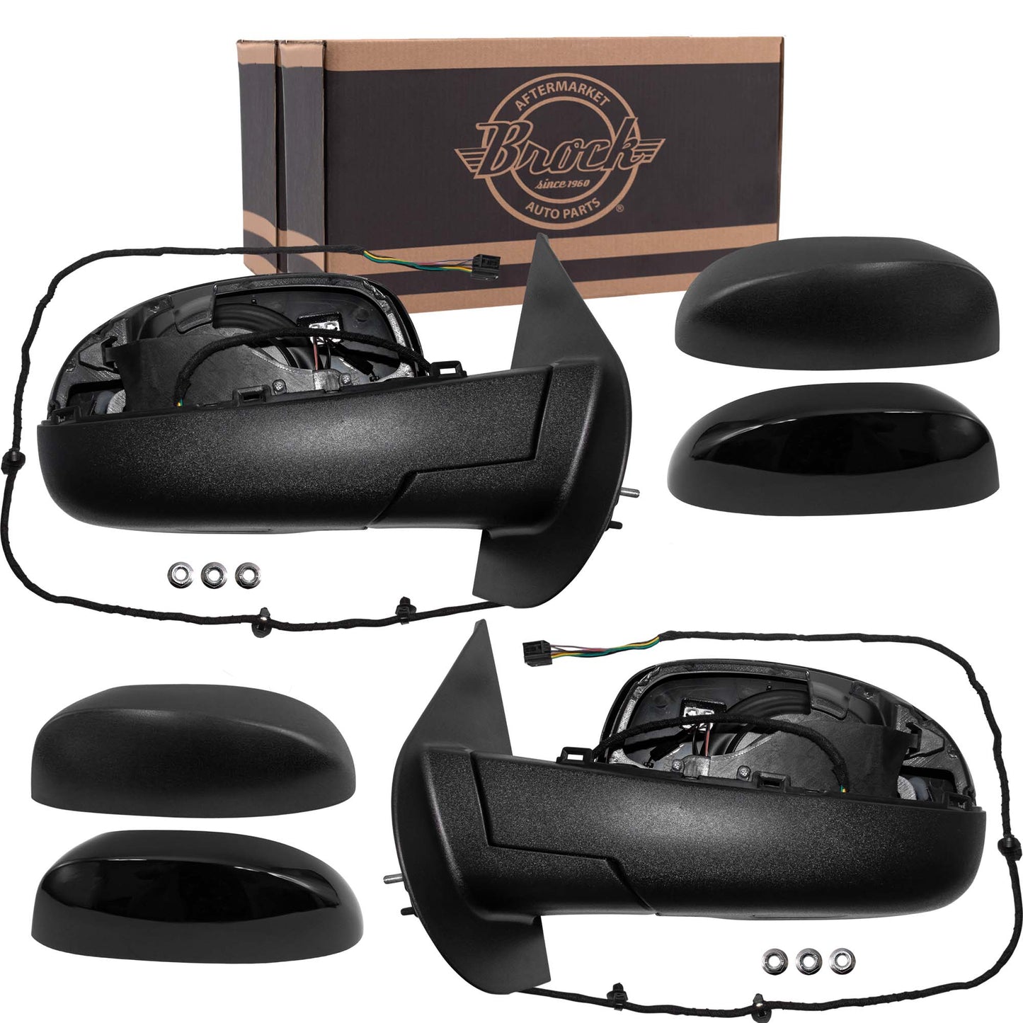 Brock Replacement Driver and Passenger Performance Upgrade Power Side Door Mirrors Heated Signal on Glass Compatible with 07-14 Silverado Sierra Pickup Truck