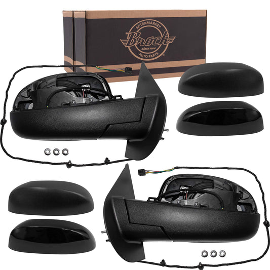 Brock Replacement Driver and Passenger Performance Upgrade Power Side Door Mirrors Heated Signal on Glass Compatible with 07-14 Silverado Sierra Pickup Truck