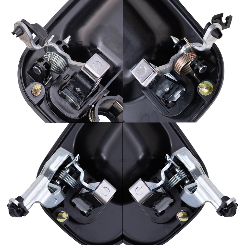 Brock Replacement 4 Pc Set Outside Door Handles Black with Chrome Compatible with 2001-2006 Silverado Pickup Truck