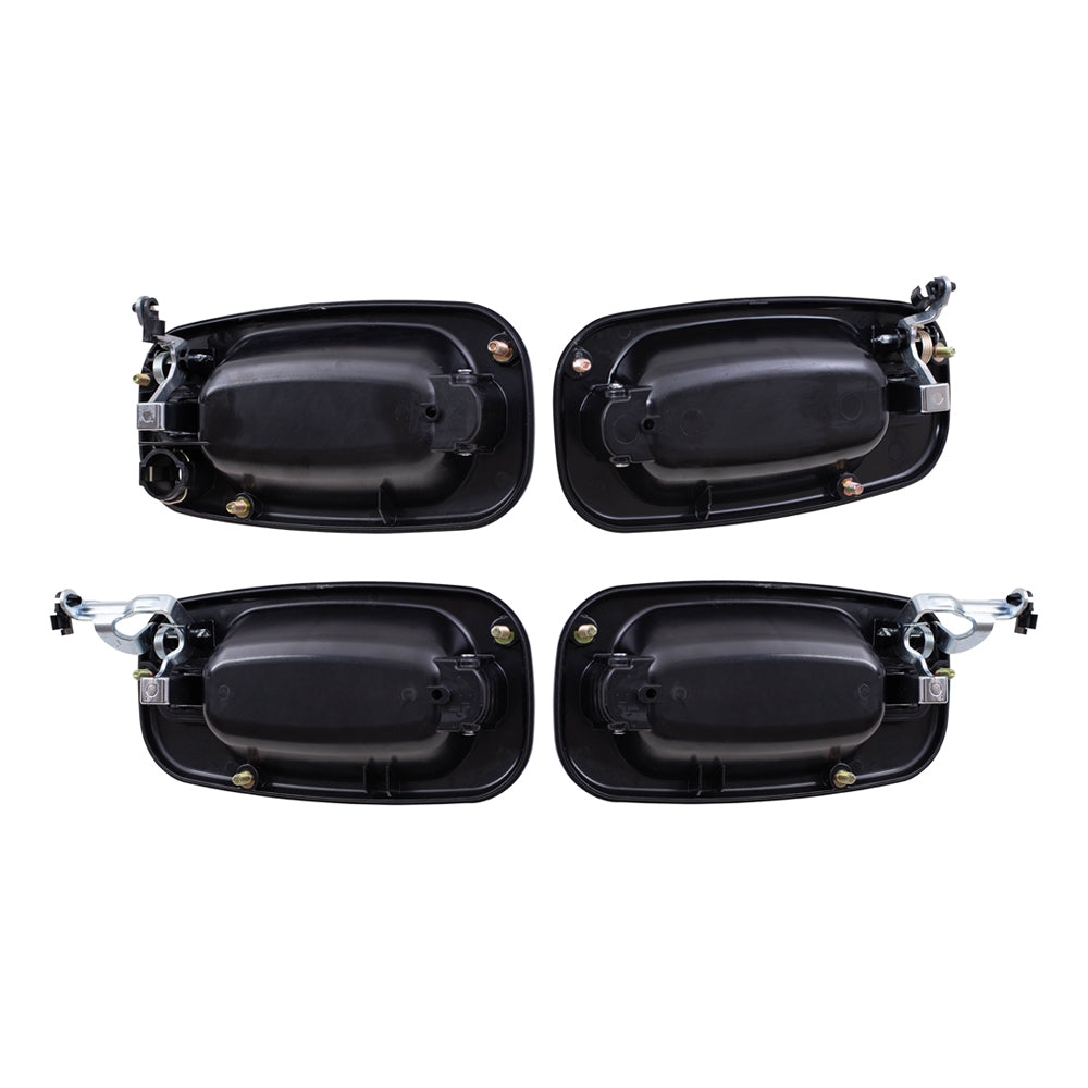 Brock Replacement 4 Pc Set Outside Door Handles Black with Chrome Compatible with 2001-2006 Silverado Pickup Truck