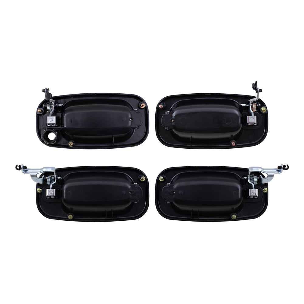 Brock Replacement 4 Pc Set of Outside Door Handles Black w/ Chrome Compatible with 1999-2007 Silverado Sierra Pickup Truck 15745149 15182419 15745141 15745140