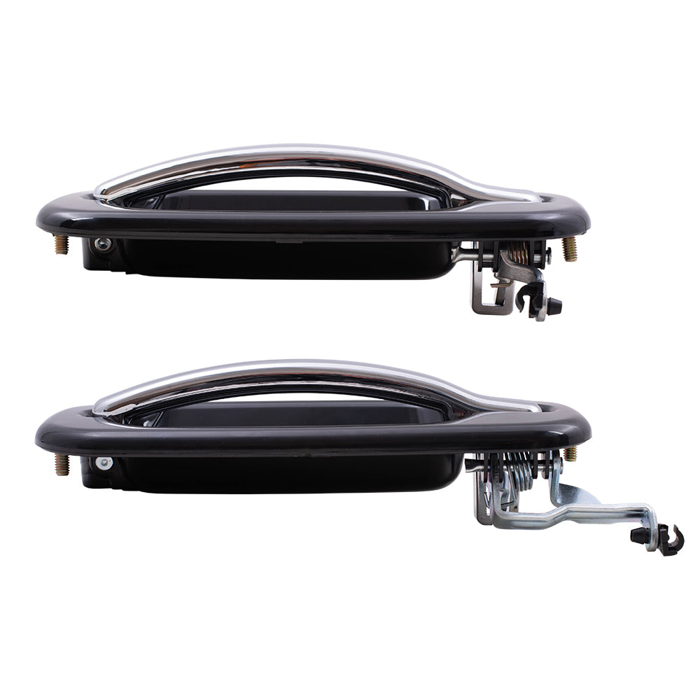 Brock Replacement Passenger Side Set Outside Door Handles Black with Chrome Compatible with 1999-2007 Silverado Sierra Pickup Truck