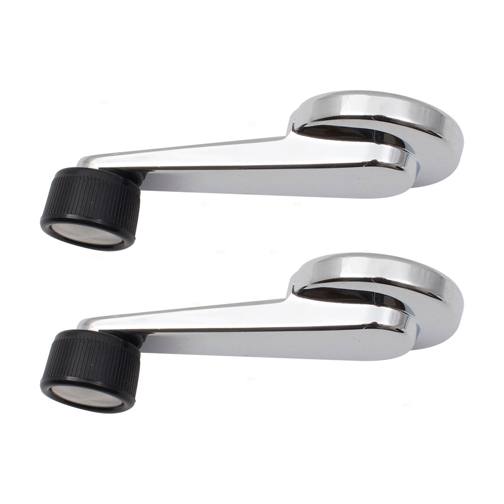 Brock Replacement Set Window Crank Handles Chrome w/ Black Knob Compatible with 1981-1994 C/K Pickup Truck Suburban Blazer 14026382