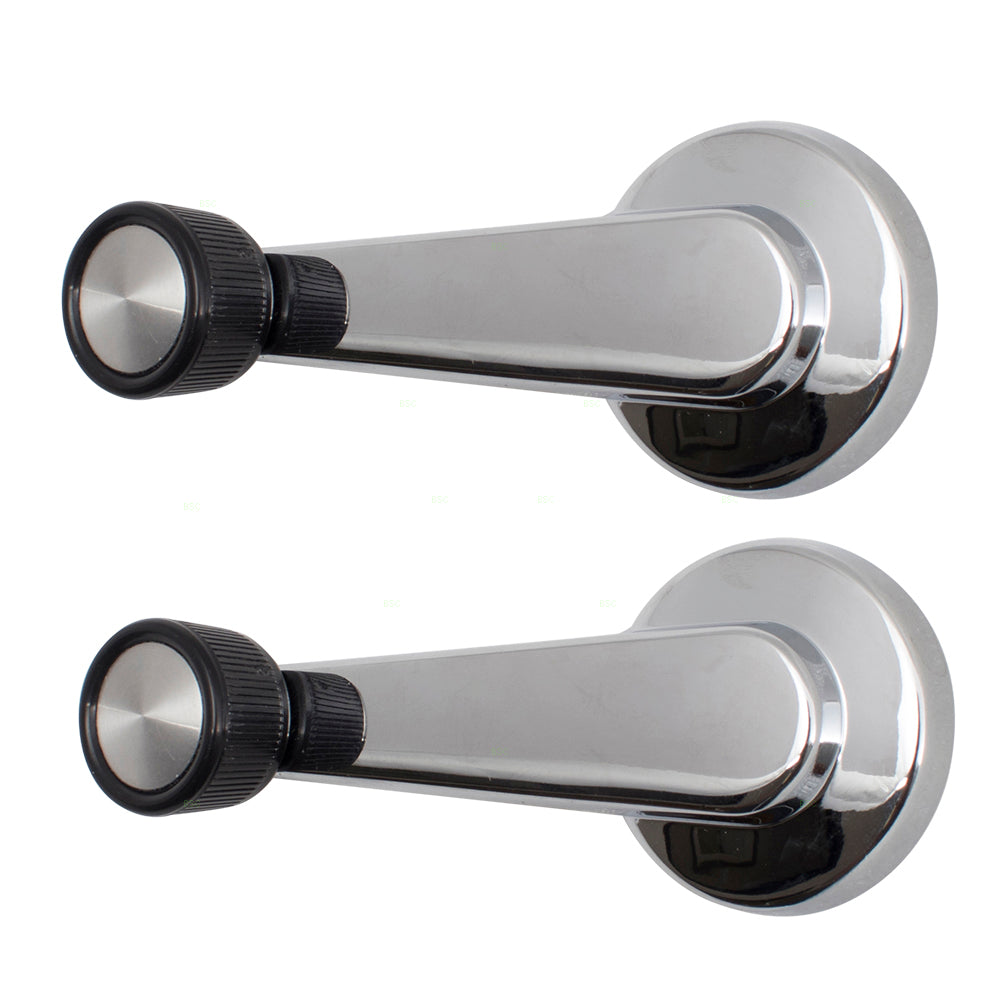 Brock Replacement Set Window Crank Handles Chrome w/ Black Knob Compatible with 1981-1994 C/K Pickup Truck Suburban Blazer 14026382